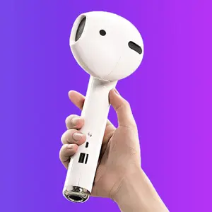 2025 New Wireless Earphone Shape Speaker, USB Charging Support Microphone FM Radio TF Card Wireless Loudspeaker, 360° Stereo HiFi Sound Portable Speaker, Audio, Smartphone, Chargeable