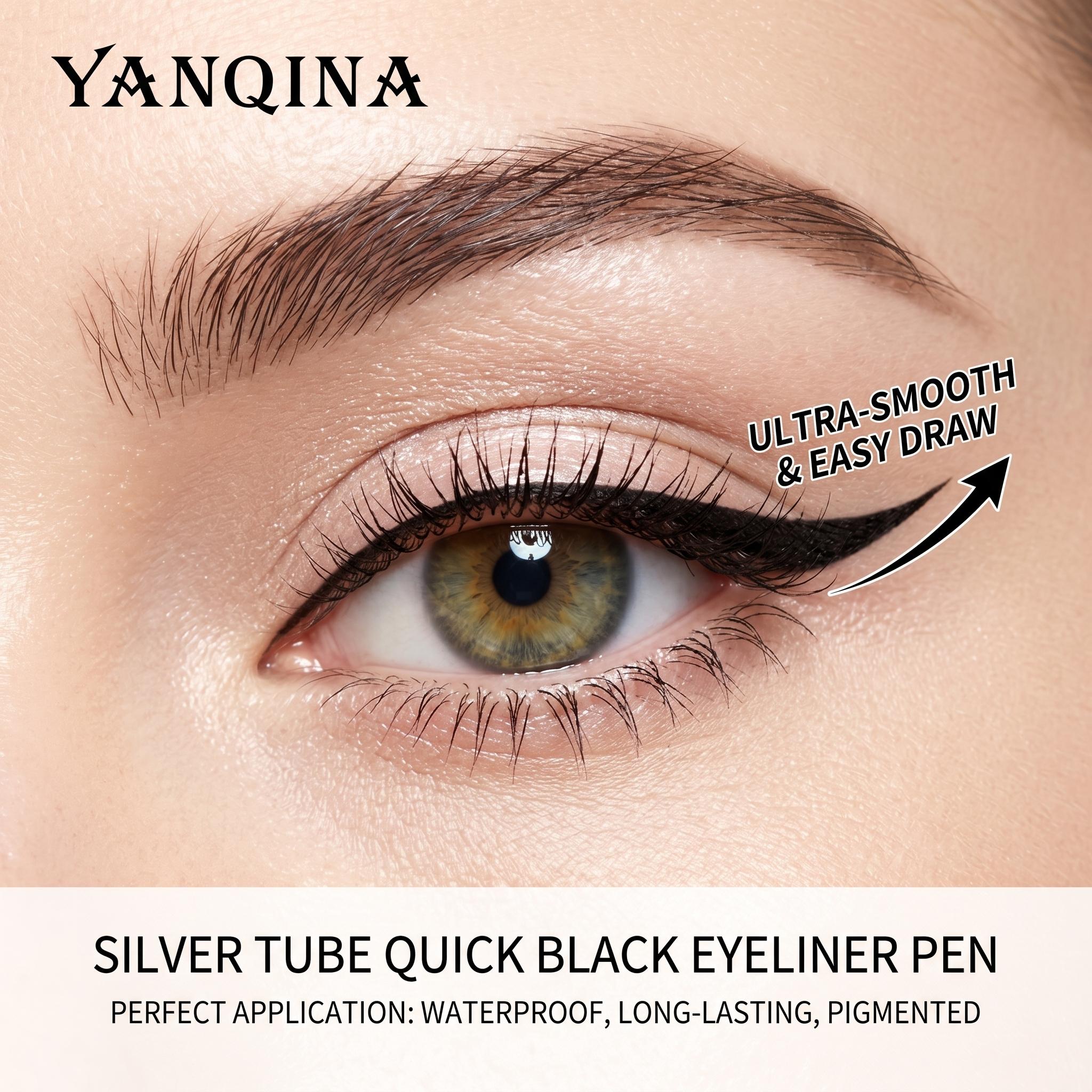 Three durable eyeliner pens, waterproof, non smudge, plant based, 24-hour smooth technology to create delicate eyeliner makeup