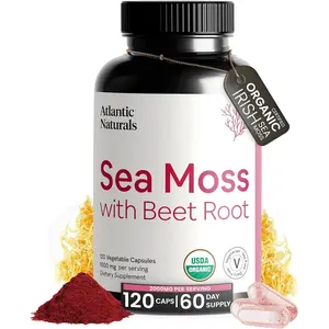 Atlantic Naturals Sea Moss with Beet Root Capsules - Premium Quality Multivitamin Supplement - Sea Moss Superfood to Support Immune Health, Blood Flow, Joint Health & Athletic Performance - 120 ct