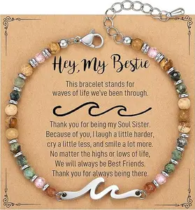 Friend Gifts for Women, Unique Birthday Gifts for Women, Sister Gift from Sister, Wave Bracelet, Christmas Easter Mother's Day Gift for Her, Bestie Friendship Bracelets