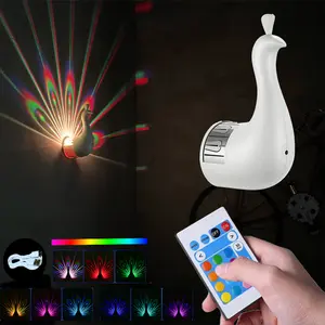 Peacock Projection Desk Lamp, Party Light, Remote Control Night Light, Home USB Charging Rainbow Light, Projection Night Light, Christmas Lights, Led Mood Light, Decorative Light