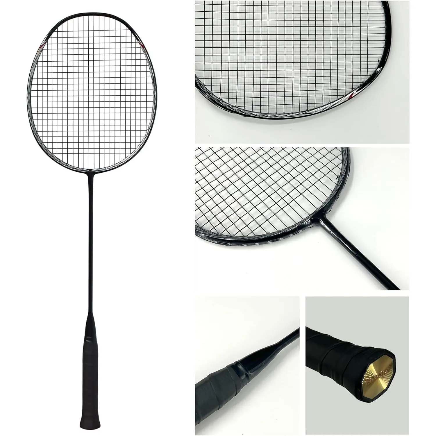 Lightweight 6U Badminton Racket, 100% Full-Carbon with G4 Grip, High-Precision Control
