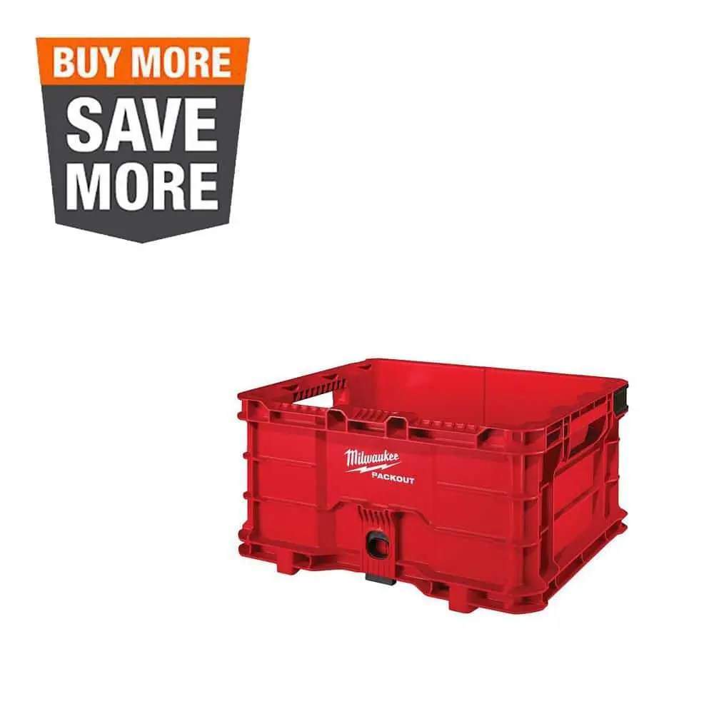 PACKOUT 18.6 in. Tool Storage Crate Bin with Carrying Handles and 50 lbs. Weight Capacity