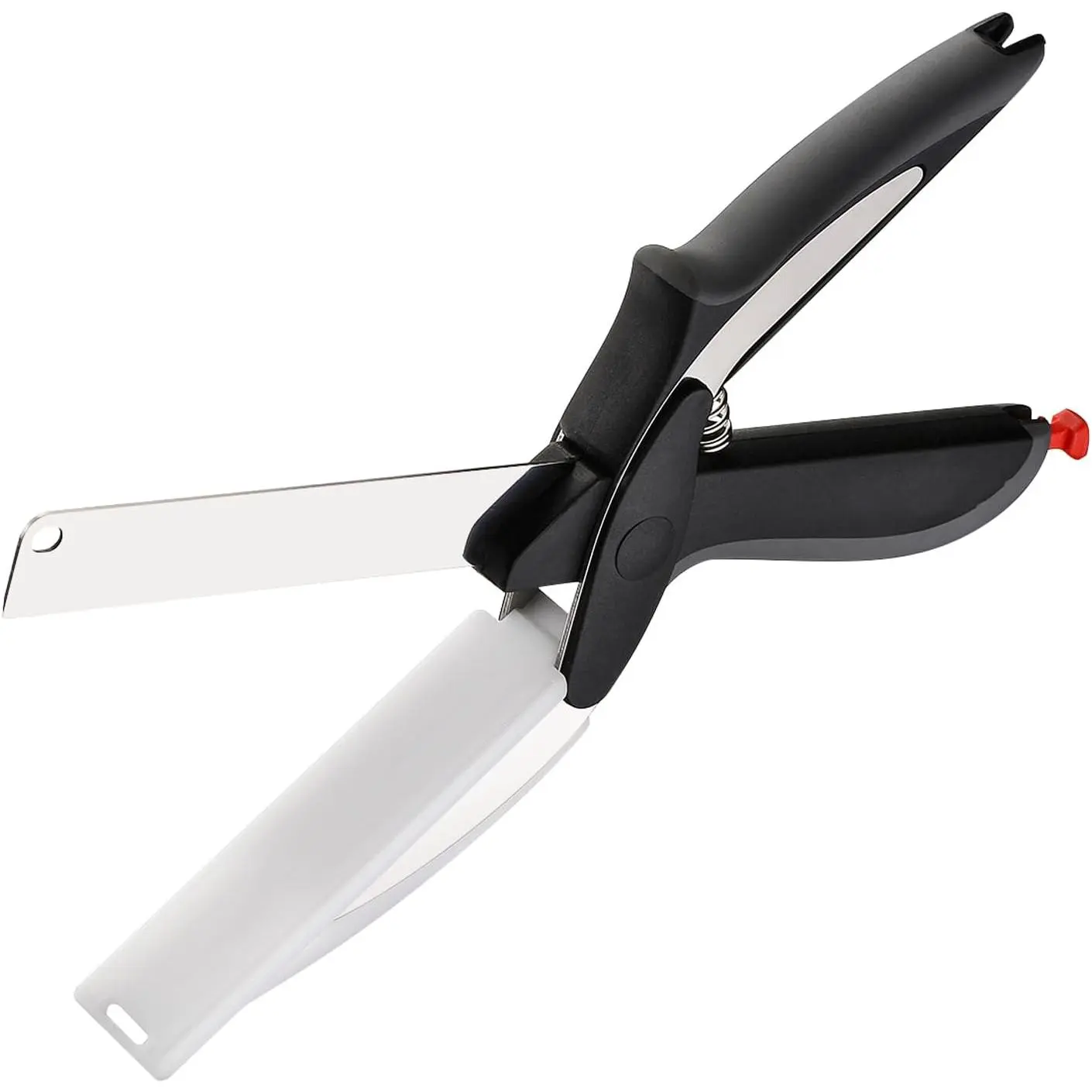 9.5in Kitchenware 2-in-1 Scissors - Stainless Steel Blade, Plastic Cutting Board, Safety Lock, Fruit & Veg Cutter, Multi-Use Home Supplies Tool for Food Prep for Home Cooks, One Tool For Food