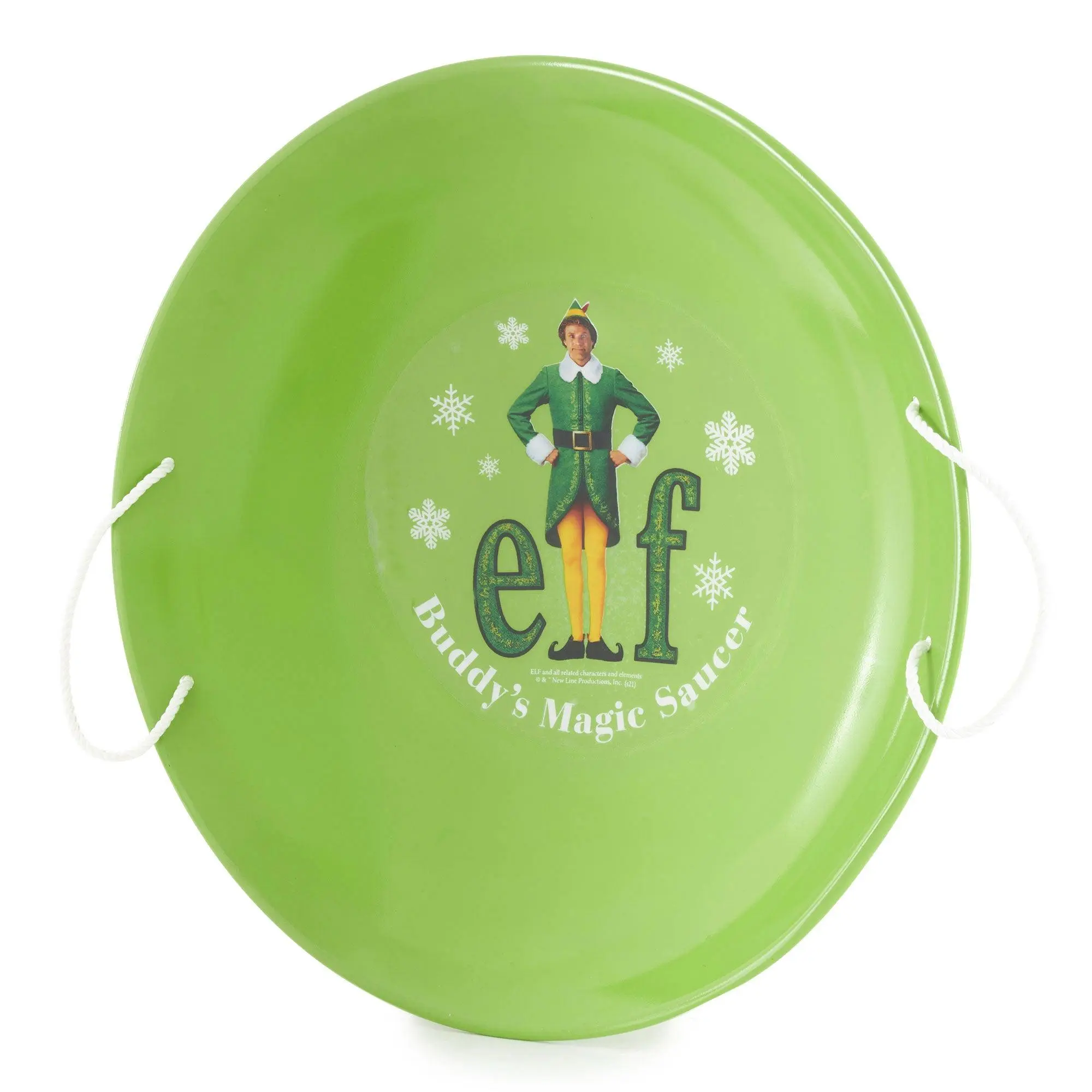 Slippery Racer 26 Inch Buddy the Elf Metal Saucer Sled with Rope Handles, Green