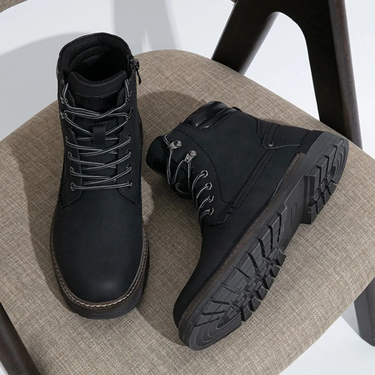Summervibes Men's Boots Fashion Casual Boot Hiking Zipper Chukka Boots for Men