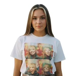 Hilary Duff Y2K Shirt – 2000s Photo Booth Retro MTV Graphic Tee, Vintage Pop Star TRL Era Aesthetic T-Shirt