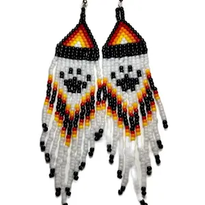 Beaded Bear Paw Earrings - Authentic Native American Design with Symbolic Bear Paw Pattern - Hook Earrings for Any Occasion