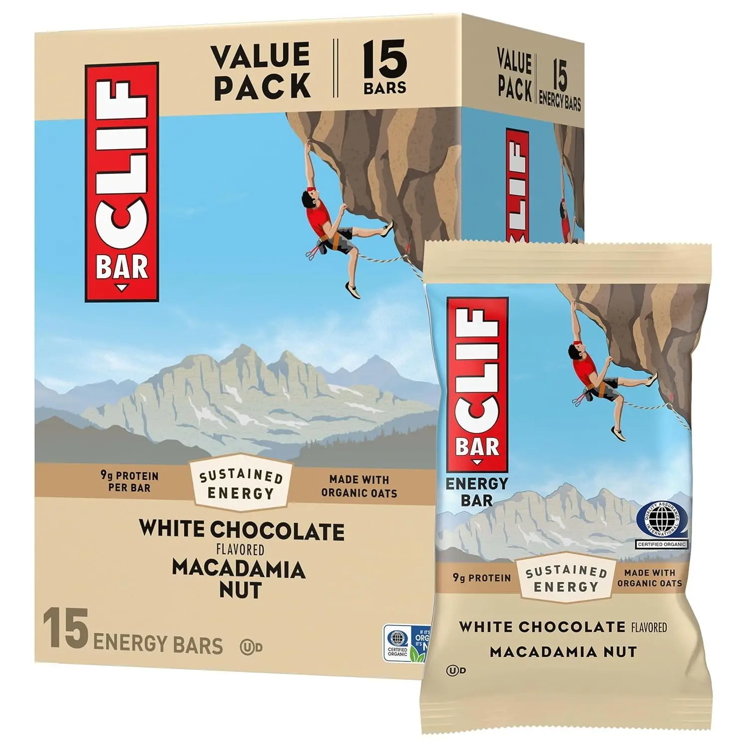 CLIF BAR Protein Energy Bars, Chocolate Brownie, 15ct | 10g Protein, Made with Organic Oats, Non-GMO, Plant-Based, No High Fructose Corn Syrup