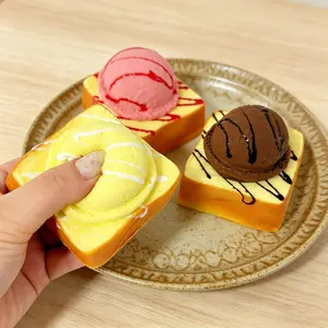 PU Ice Cream Bread Squishy Toy Slow Rise Stress Relief Fidget Toy ASMR Sensory Squeeze Kawaii Cute TikTok Viral Desk Decor Anxiety Relief Decompression Gift Kids Adults Home Office Party Favor Soft Foam Hand Squishy Relaxing Toy Trendy 2026