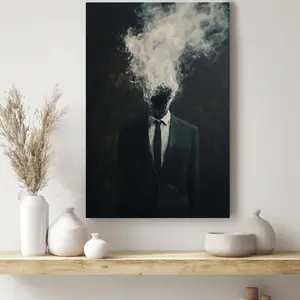Mysterious Smoke Figure Wall Art, HD Vertical Canvas Poster, Light Luxury Aesthetic Decor for Bedroom, Living Room, Office quote Canvas Wall Art Poster unframed home Newspaper