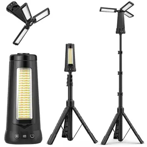 ADEWALK 15000 mAh Rechargeable Camping Light with Stand, Cordless Work Light with 3 LED Lamp Heads, 5500 Lumens Dimmable Camping Essentials Gear Emergency Flashlight with 86" Detachable Tripod