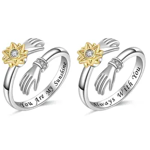 2PCS  You Are My Sunshine Ring Anxiety Rings Spinner for Women Fidget Sunflower Jewelry for Women