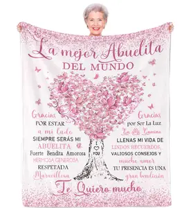 BARLEY ONE Abuela Gifts - Blanket 60"x50" for Abuela, Perfect Grandma Birthday Gift, Gigi & Abuelita Present Ideas, Spanish Grandma Presents