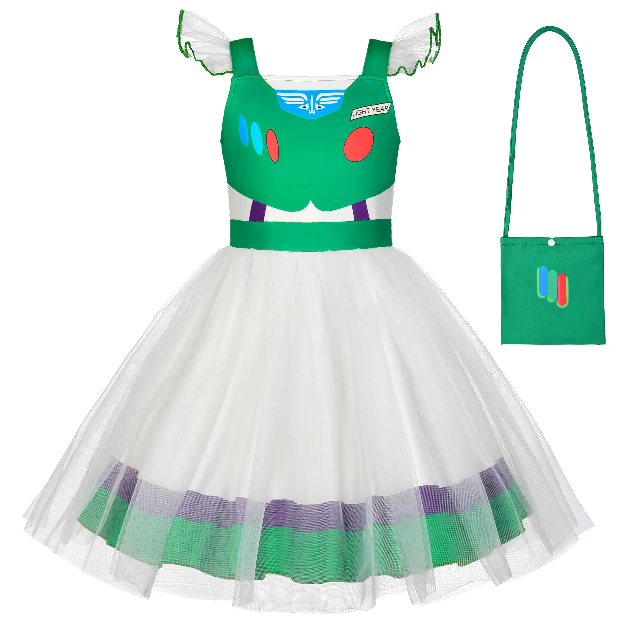 Girls Princess Costume with Bag Princess Dress Up for Little Girls Toddler Halloween Birthday Cosplay Outfits 3-10Y