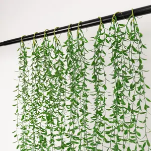 10 Pack Artificial Hanging Vines Weeping Willow Leaves with Stems, Fake Ivy Greenery Garland for Backdrop Wall Decor - 3.5ft