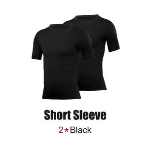 PSYCHE 2-Pack Men's Compression Shirt - Cool Dry Short Sleeve Base Layer Athletic Workout Tee, Sweat-Wicking Ultra-Breathable Muscle Support