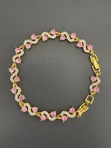 Colorful Wave Crystal Tennis Bracelet for Women, Adjustable Fashion Link Bracelet Gift for Her