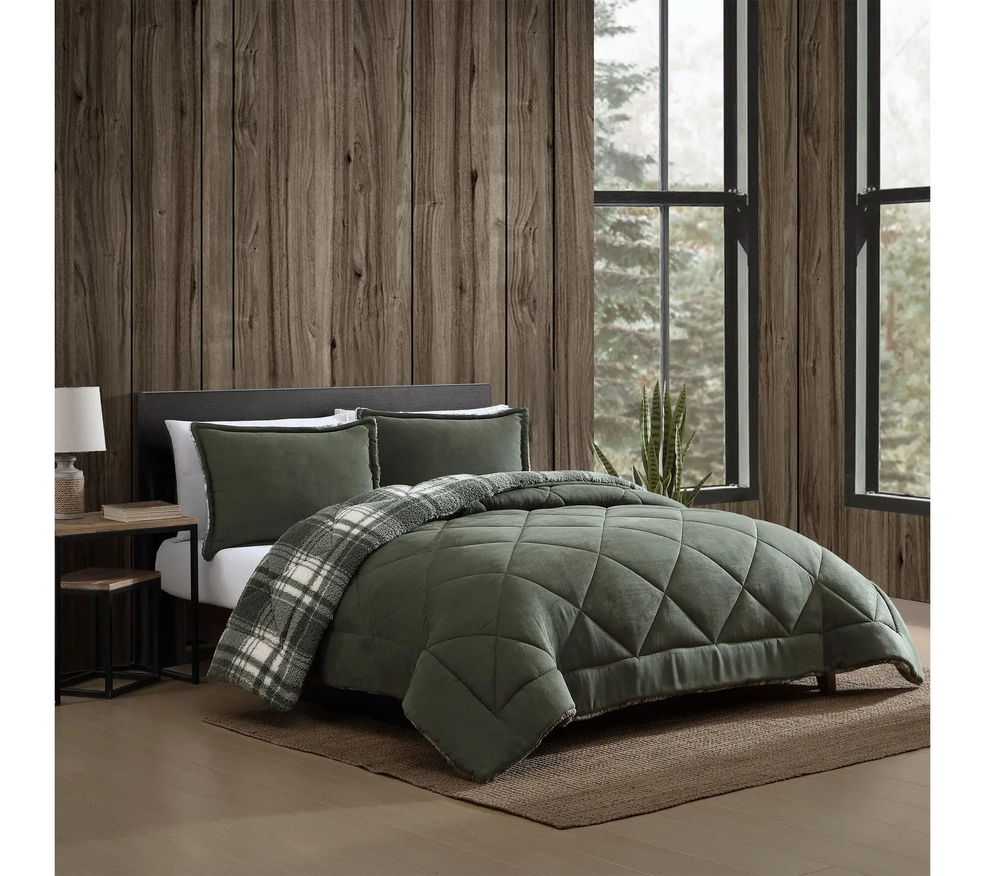 Eddie Bauer Big Lake Plaid Green Twin ComforterSet