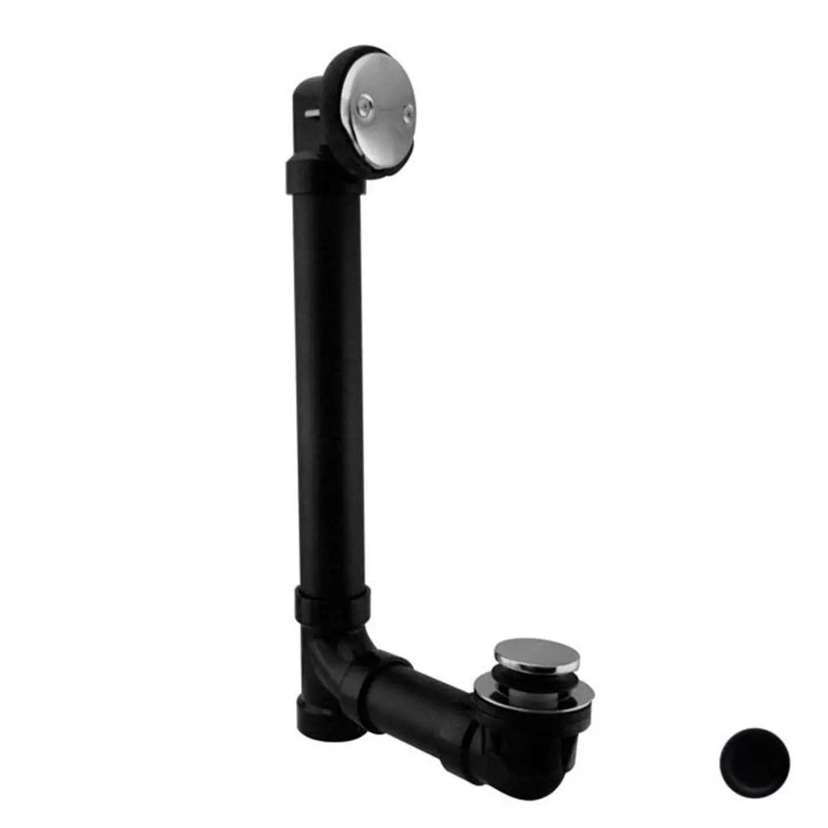 212 MAIN Tip Toe Bath Waste Drain, 1.5 in. Schedule 40 ABS Plastic Pipe with Solvent Weld, 2-Hole Faceplate, Powder Coat Flat Black, Two-Hole