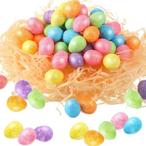 100 Pcs Mini Easter Eggs, Shiny Glossy Foam Decorative Eggs Bulk, Easter Party Favors Supplies, Colorful Basket Stuffers for Easter Holiday Decoration, Ornaments