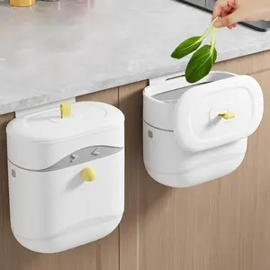 Wall Mounted Trash Can, 1 Count Punch Free Trash Can with Lid, Kitchen Cabinet Door Hanging Trash Can, Kitchen Cleaning Tool