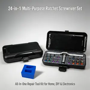 24-in-1 Magnetic Ratchet Screwdriver Tool Set with Magnetizer and Detachable T-Handle, Premium Magnetic Bits for DIY, Electronics Repair, Maintenance, Furniture Assembly and Precision Work