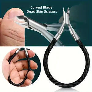 Stainless steel nail corner pliers with spring grip - odorless nail tool, precise removal of dead skin, sharp trimming of edges