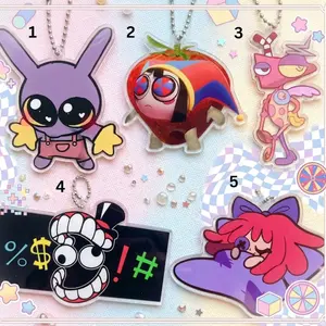 The Amazing Digital Circus Acrylic Keychain Set, Pomni Jax Ragatha Character Keyring, Cute Cartoon Anime Bag Charm, Kawaii Circus Pendant Gift for Fans
