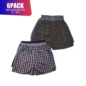 6 Pack Men's Boxer Shorts Random Mixed Color Pack Woven Relaxed Fit Boxers for Men Soft Breathable High quality Underwear with Elastic Waist Menswear