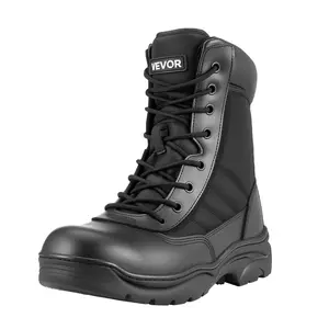VEVOR Men's Military Tactical Boots, Summervibes,Summervibes, 8 inch Combat Hiking Work Boots, Lightweight & Breathable Side Zipper Mens Motorcycle Interceptor Trooper Boot, for Outdoor Security Mountaineering, US Size 10