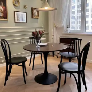 31.5 inch Round Dining Table with Tulip Steel Base Modern MDF Top for Small Space Multi-Function MVP Compact Office Desk Easy Clean Maintain