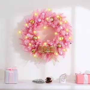 2025 New Christmas Wreath Pink Wreath Christmas Scene Arrangement Wreath Christmas Decoration