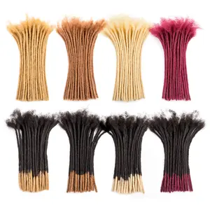 DAIXI 0.4/0.6cm Colored Dreadlock Extensions | 8 Inch Handmade Human Hair Crochet Locs | Bundle for Hip-Hop & Daily Styles