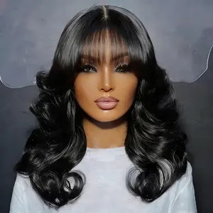 [Valentine's Day Essential] West Kiss Glueless Wig With Bangs Body Wave 5x5 Lace Closure Wig Human Hair Ready To Go Wig TikTokShopHolidayHaul