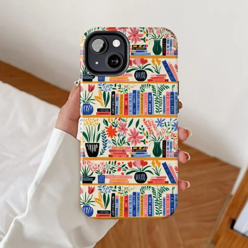 Matisse inspired bookshelf phone case, Floral bookish iPhone cases, Books flowers gift, Booktrovert flower ,phone Case Suitable for Iphone 11/12/13/14/15/16/17 Pro Promax Plus Air, Accessories, Shell
