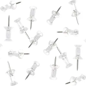 Clear Plastic Head Push Pins, 200 Count, Steel Point Tacks