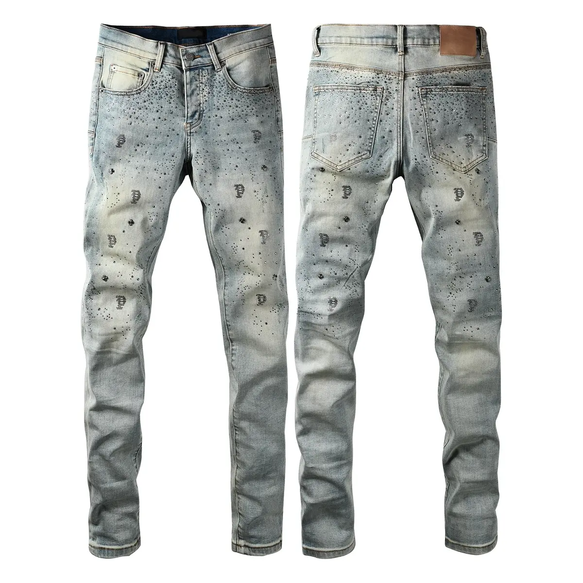 Jeans brand Jeans Men's Jeans Casual Comfort Holes Fashionable Straight Skinny Slim Fit Jeans, Ripped Stretch Jeans Denim Pants, Campus style,holiday style jeans P9127