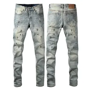 Jeans brand Jeans Men's Jeans Casual Comfort Holes Fashionable Straight Skinny Slim Fit Jeans, Ripped Stretch Jeans Denim Pants, Campus style,holiday style jeans P9127
