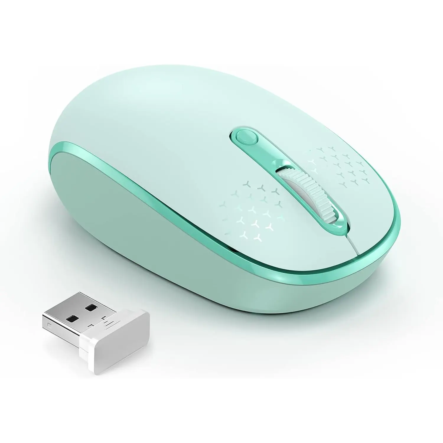 Silent Synthetic 2.4G Wireless Mouse - USB Receiver, 4 Buttons, Compact Portable Design, 3 Adjustable DPI Levels (800/1200/1600), for Laptop, PC - Mint Green, Silent Mouse