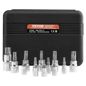 VEVOR Torx Bit Socket Set 13-Piece Star T8 - T60 Set S2 Alloy Steel and Cr-V Steel
