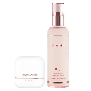KAHI Refresh & Shield Set - Airy Fit Sun Stick SPF 50 + Fine Line Bounce Collagen Serum Facial Mist Ampoule