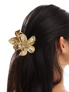 Gold-Flower-Shaped-Hair-Claw-Clip-Hair-Clip-Metallic-Chic-Hair-Accessory-For-Updos-School