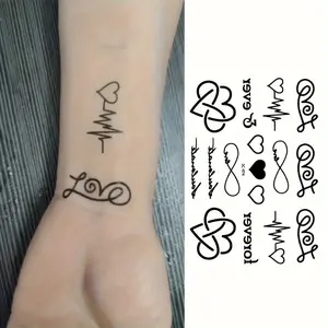 Heart Ecg Finger Tattoo Sticker, 1 Piece, Temporary Tattoos Body Art Decal, Unique Design, Perfect for Party & Daily Use
