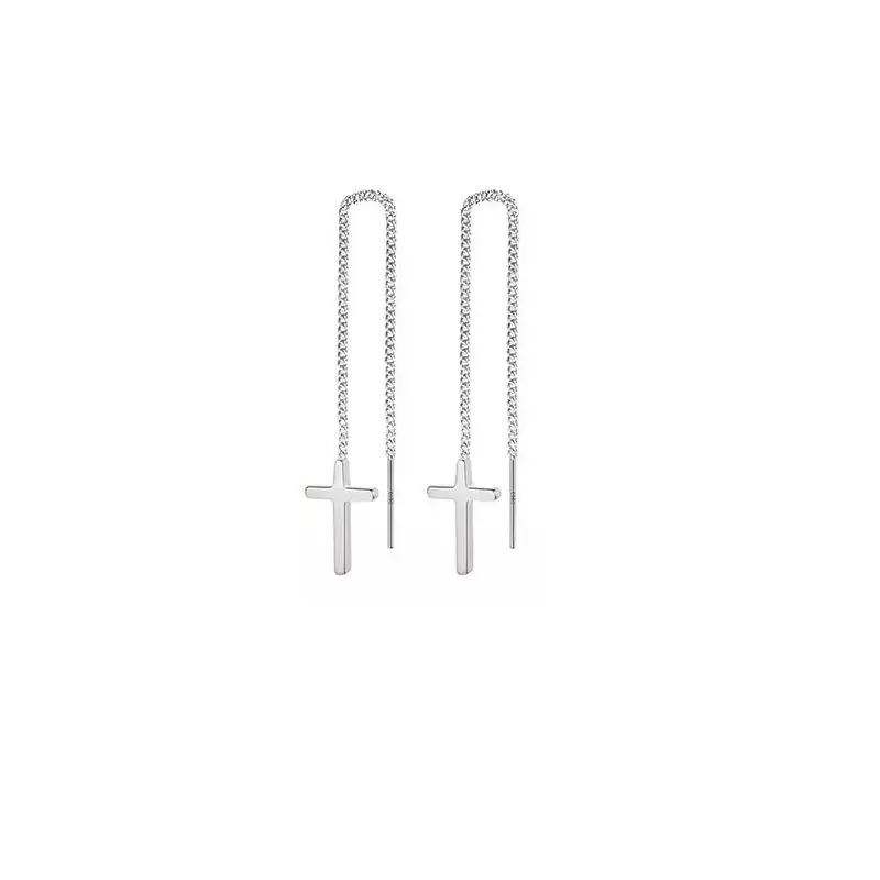 Low-allergy women's cross-tassel earrings, suitable for Teachers' Day, back-to-school season, daily music festival parties and various occasions