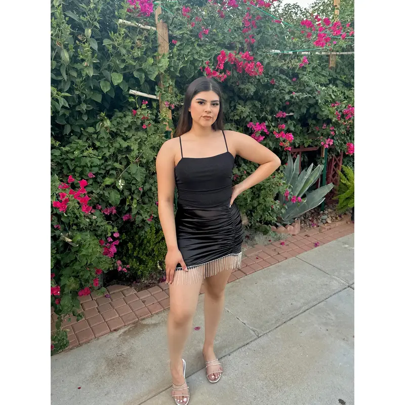 pleated black mini dress Black MINI PLEATED DRESS BLACK-OFF White / S main image 0