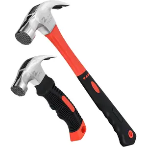 Upgrades 16oz & 8oz Claw Hammer Set with   Holder, Non-Slip Grip, Dual  Grooves  Handle for Precision & Safety