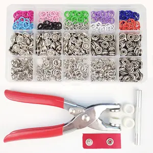 202P DIY Metal Snap Button Kit,200 pcs Snap Buttons,1P fastener Pliers,1P of Rivets,Suitable for Clothing and Synthetic Leather Production,household accessory snap button installation metal buckle manual pressure plier USB Sewing Claw Snaps Sewing Tools