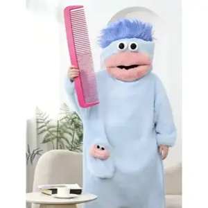 Featuring a comb, a fun cartoon design, unique plus-size pajamas, perfect for couples or best friends—abstract big-mouth flannel parent–child matching rompers, comfortable multicolor loungewear.