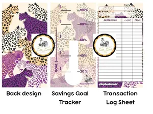 Goal Tracker & Savings Tracker Planner Bundle, Budget Tracking Paper Sheets with Visual Progress, Cash Stuffing Office Accounting Supplies